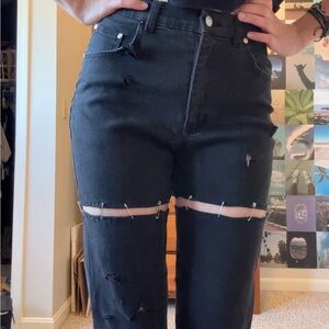 DIY Safety Pin Black Jeans